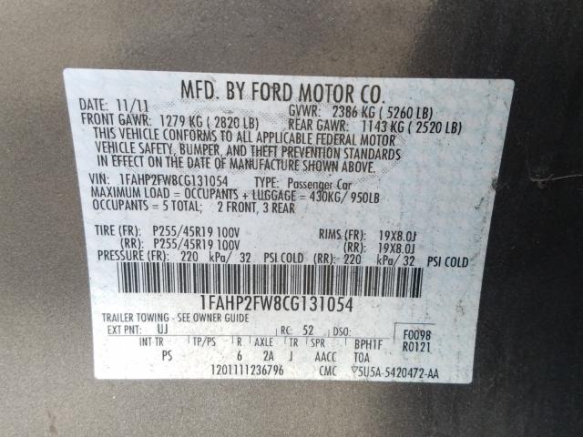 Photo 9 VIN: 1FAHP2FW8CG131054 - FORD TAURUS LIM 