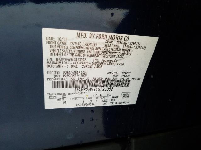 Photo 9 VIN: 1FAHP2FW9CG123092 - FORD TAURUS LIM 