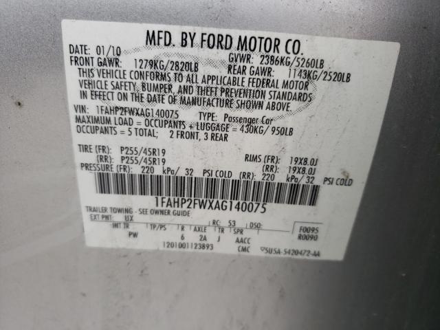 Photo 9 VIN: 1FAHP2FWXAG140075 - FORD TAURUS LIM 