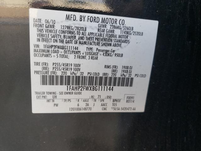 Photo 9 VIN: 1FAHP2FWXBG111144 - FORD TAURUS LIM 