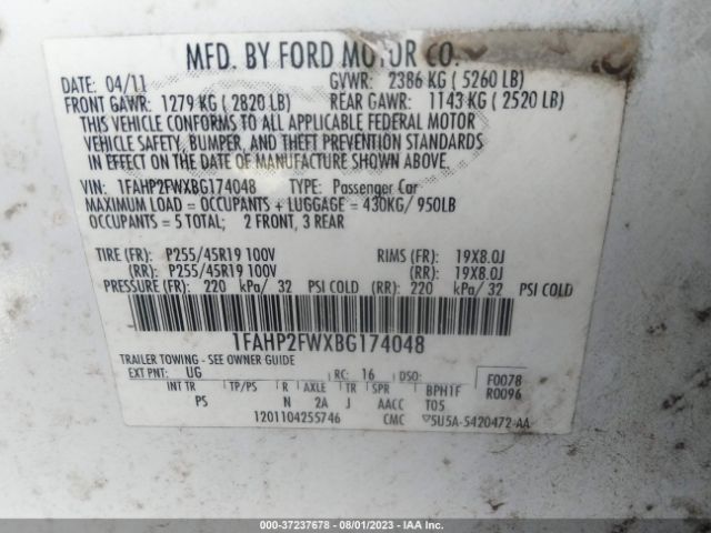 Photo 8 VIN: 1FAHP2FWXBG174048 - FORD TAURUS 