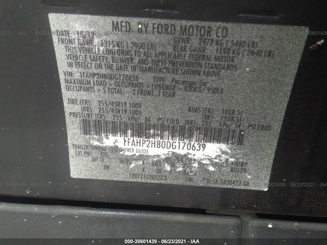 Photo 8 VIN: 1FAHP2H80DG170639 - FORD TAURUS 