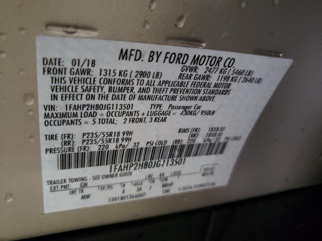 Photo 9 VIN: 1FAHP2H80JG113501 - FORD TAURUS SEL 