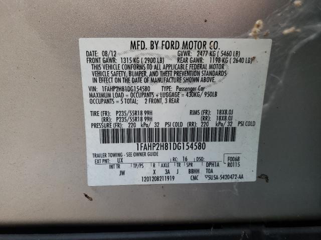 Photo 9 VIN: 1FAHP2H81DG154580 - FORD TAURUS SEL 