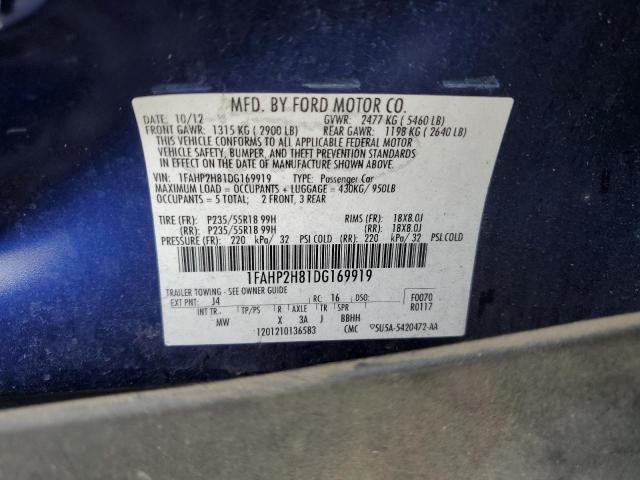 Photo 9 VIN: 1FAHP2H81DG169919 - FORD TAURUS SEL 