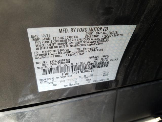 Photo 9 VIN: 1FAHP2H81FG206728 - FORD TAURUS SEL 