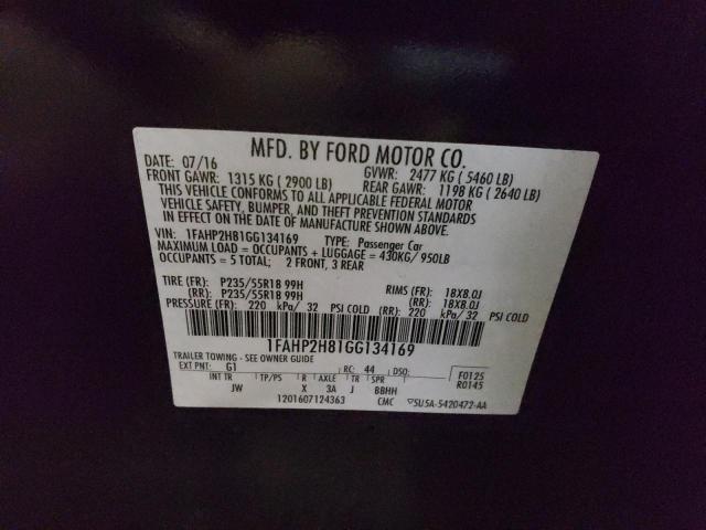 Photo 11 VIN: 1FAHP2H81GG134169 - FORD TAURUS SEL 