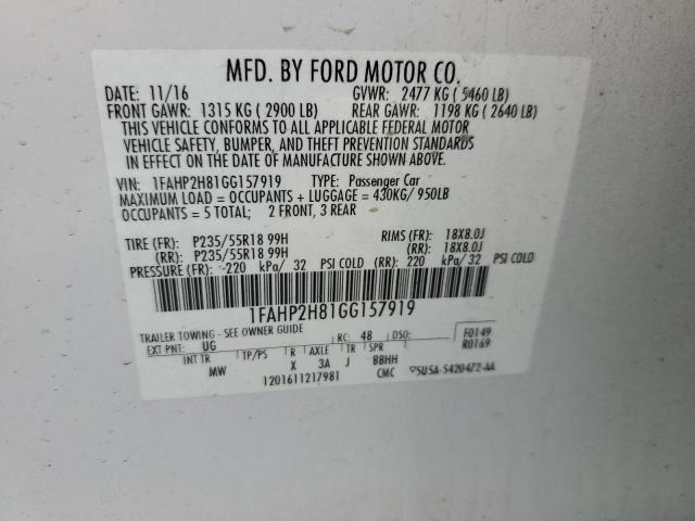 Photo 11 VIN: 1FAHP2H81GG157919 - FORD TAURUS 