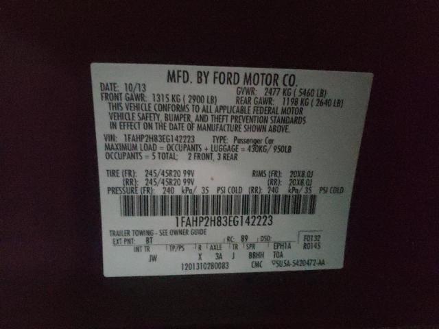 Photo 11 VIN: 1FAHP2H83EG142223 - FORD TAURUS SEL 