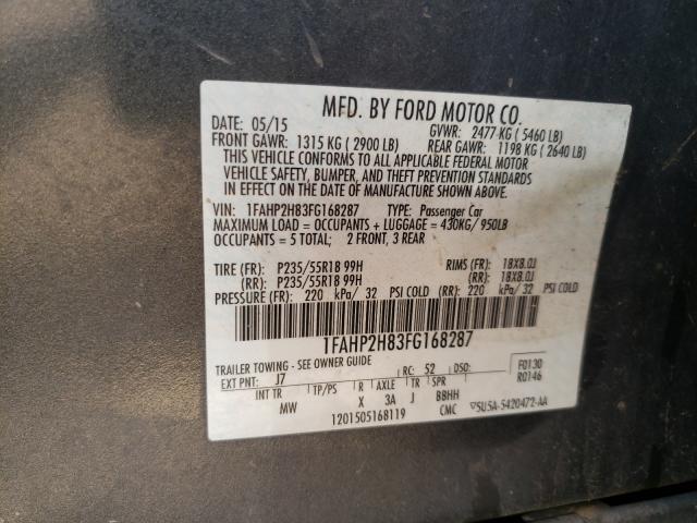 Photo 9 VIN: 1FAHP2H83FG168287 - FORD TAURUS SEL 