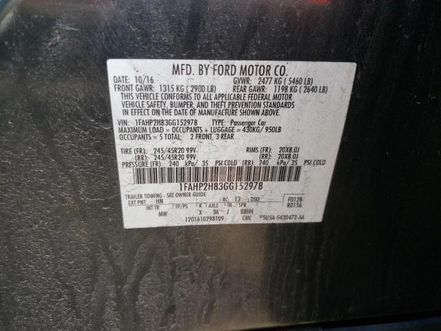 Photo 9 VIN: 1FAHP2H83GG152978 - FORD TAURUS SEL 