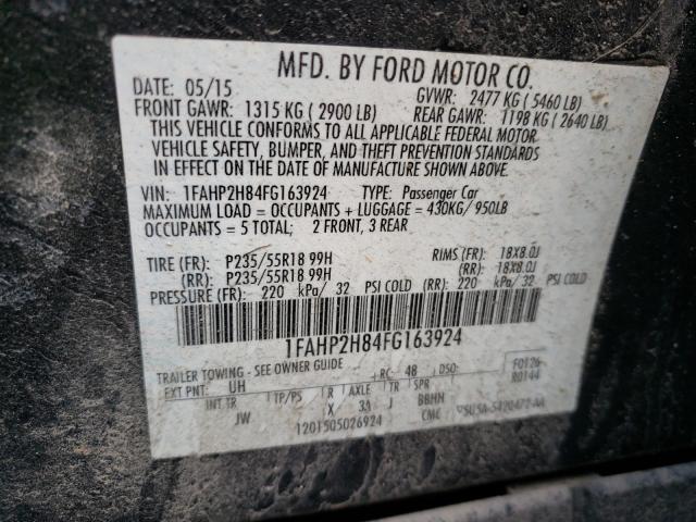 Photo 9 VIN: 1FAHP2H84FG163924 - FORD TAURUS SEL 