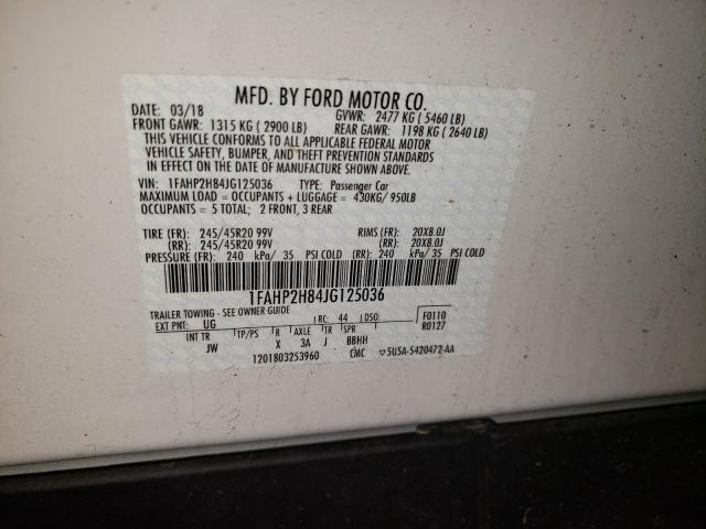 Photo 9 VIN: 1FAHP2H84JG125036 - FORD TAURUS SEL 