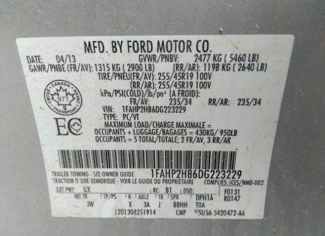 Photo 8 VIN: 1FAHP2H86DG223229 - FORD TAURUS 