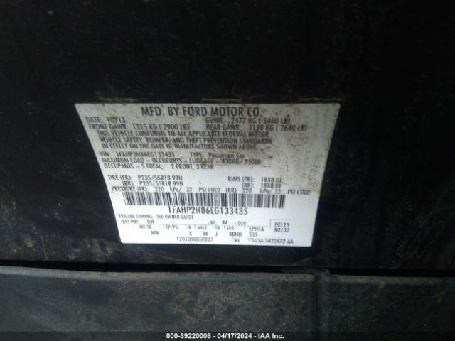 Photo 8 VIN: 1FAHP2H86EG133435 - FORD TAURUS 