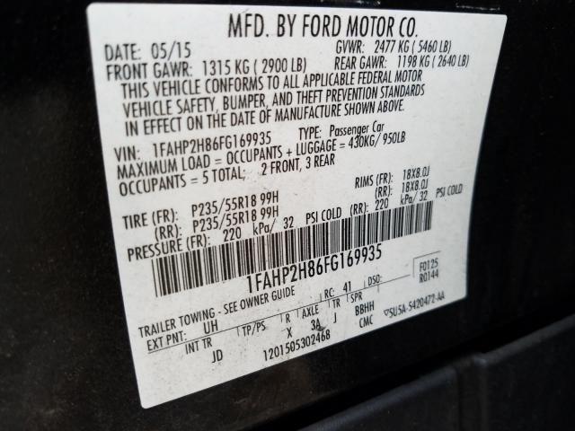 Photo 9 VIN: 1FAHP2H86FG169935 - FORD TAURUS SEL 