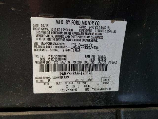 Photo 9 VIN: 1FAHP2H86FG170020 - FORD TAURUS SEL 