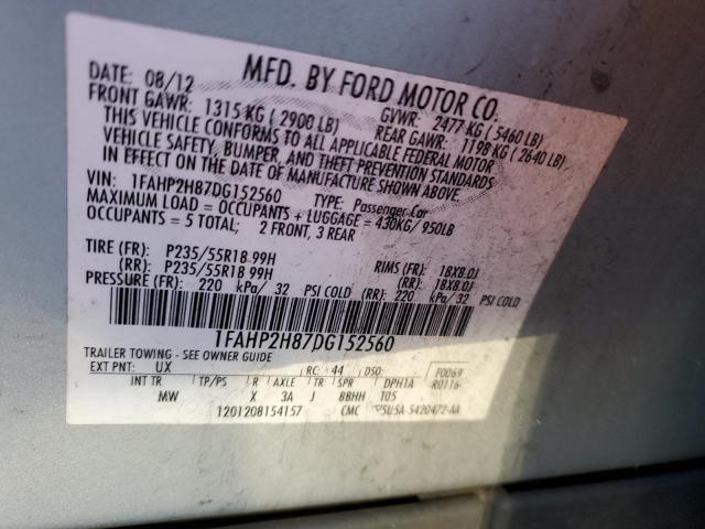 Photo 11 VIN: 1FAHP2H87DG152560 - FORD TAURUS SEL 