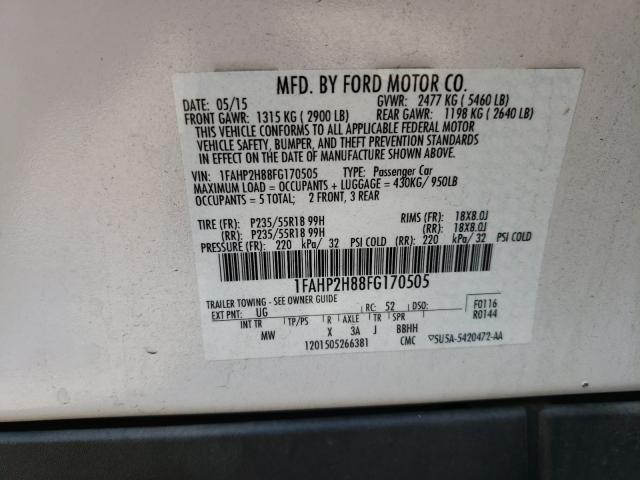 Photo 9 VIN: 1FAHP2H88FG170505 - FORD TAURUS SEL 