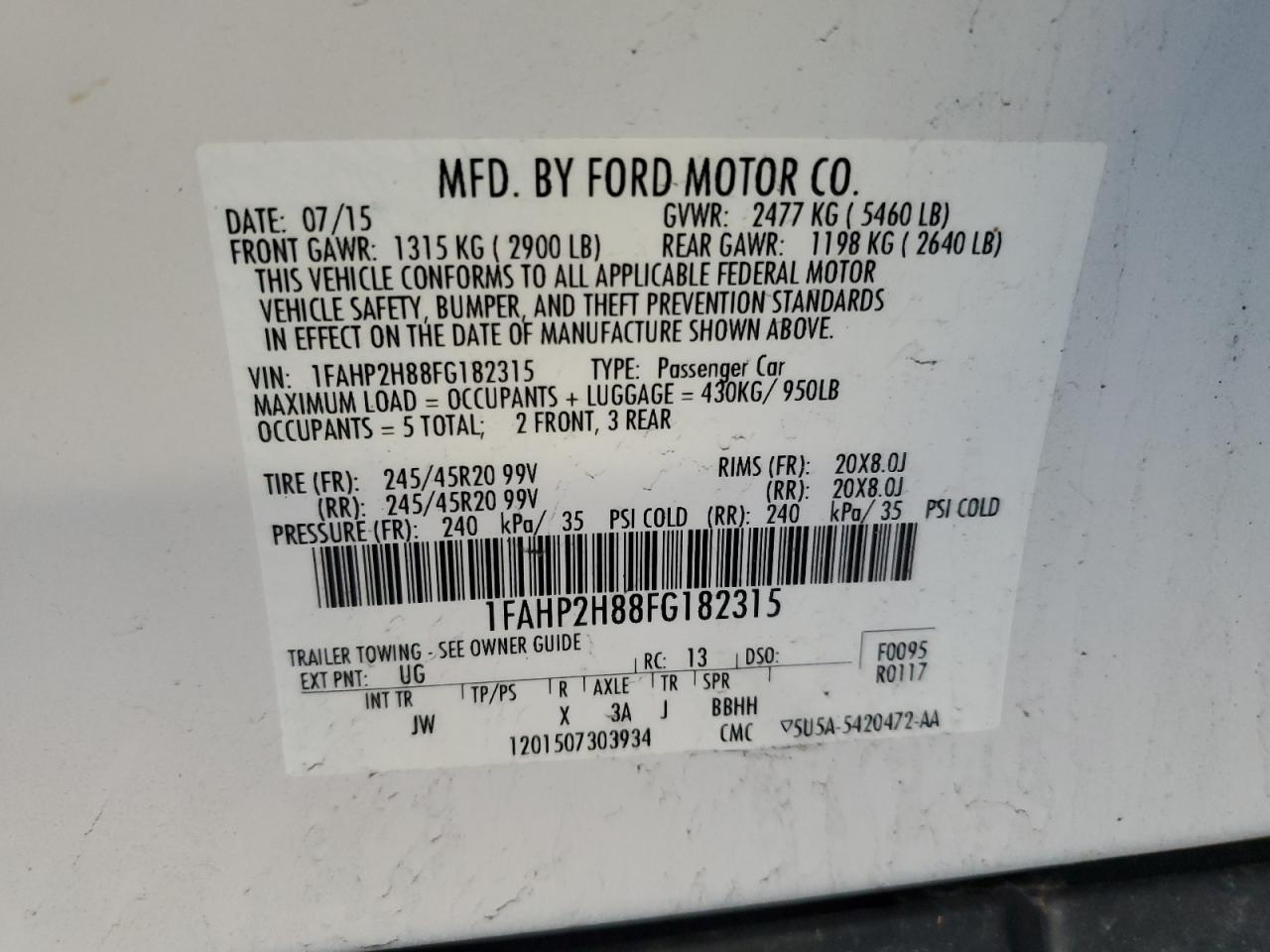 Photo 11 VIN: 1FAHP2H88FG182315 - FORD TAURUS 