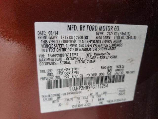 Photo 9 VIN: 1FAHP2H89FG115254 - FORD TAURUS SEL 