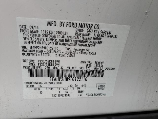 Photo 12 VIN: 1FAHP2H89FG122110 - FORD TAURUS 