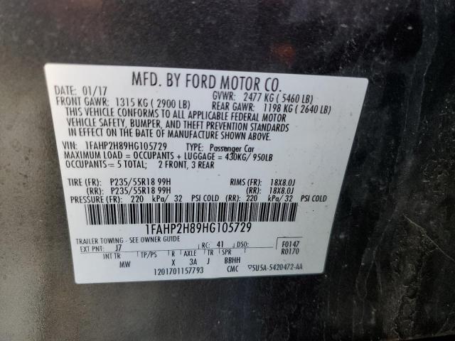 Photo 9 VIN: 1FAHP2H89HG105729 - FORD TAURUS SEL 