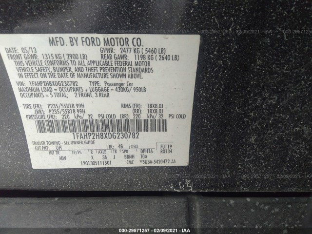 Photo 8 VIN: 1FAHP2H8XDG230782 - FORD TAURUS 