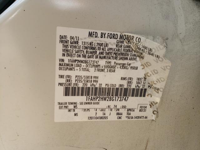 Photo 9 VIN: 1FAHP2HW2BG173747 - FORD TAURUS SEL 