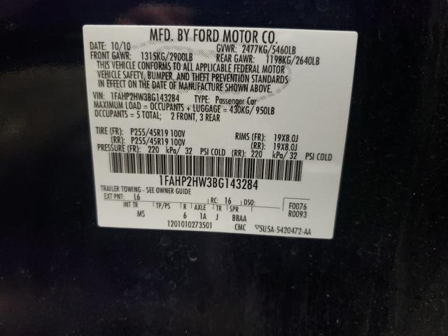 Photo 9 VIN: 1FAHP2HW3BG143284 - FORD TAURUS SEL 