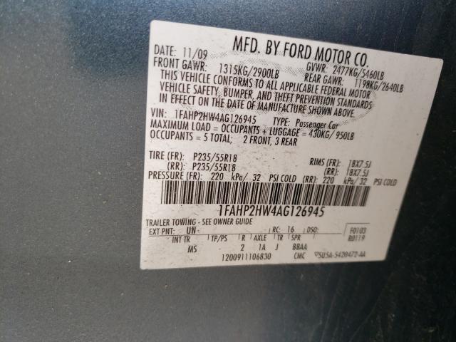 Photo 9 VIN: 1FAHP2HW4AG126945 - FORD TAURUS SEL 