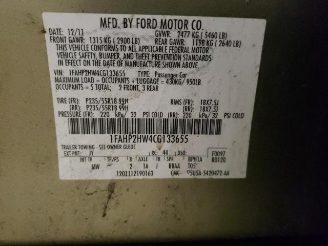 Photo 9 VIN: 1FAHP2HW4CG133655 - FORD TAURUS SEL 