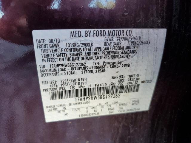 Photo 11 VIN: 1FAHP2HW5BG127362 - FORD TAURUS SEL 