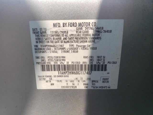 Photo 11 VIN: 1FAHP2HW6BG117407 - FORD TAURUS SEL 