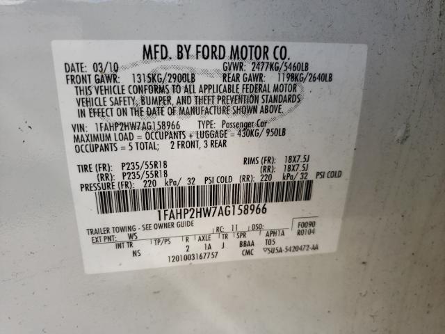 Photo 9 VIN: 1FAHP2HW7AG158966 - FORD TAURUS SEL 