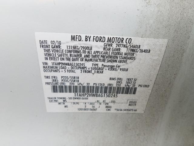 Photo 9 VIN: 1FAHP2HW8AG150245 - FORD TAURUS SEL 