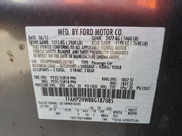 Photo 11 VIN: 1FAHP2HW8BG187085 - FORD TAURUS SEL 