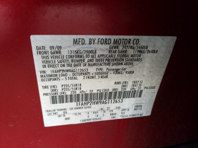 Photo 9 VIN: 1FAHP2HW9AG112653 - FORD TAURUS SEL 