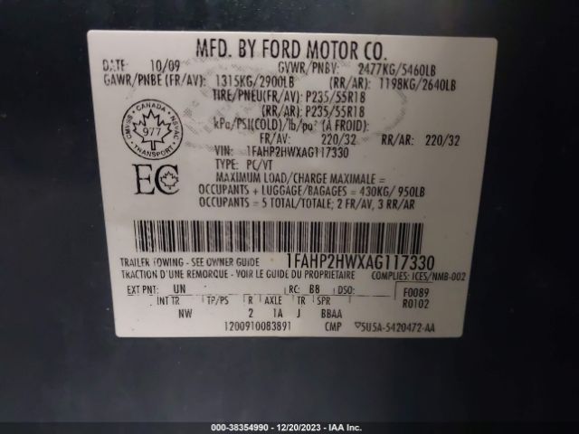 Photo 8 VIN: 1FAHP2HWXAG117330 - FORD TAURUS 