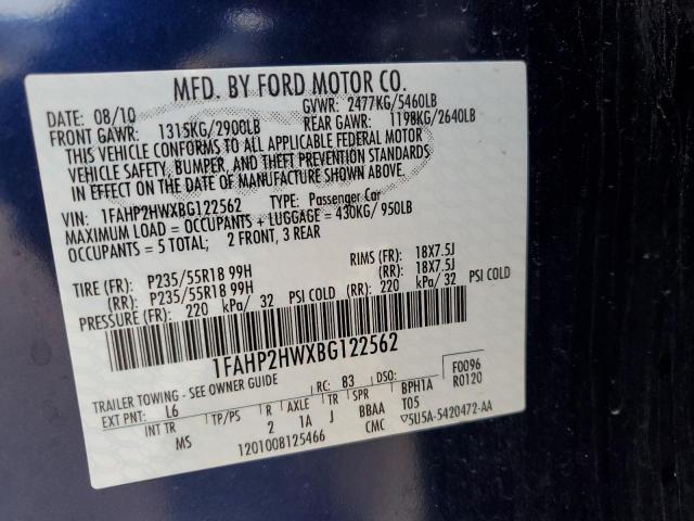 Photo 11 VIN: 1FAHP2HWXBG122562 - FORD TAURUS 