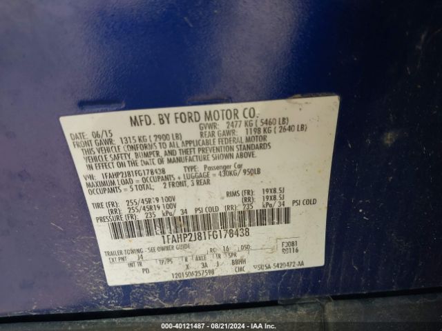 Photo 8 VIN: 1FAHP2J81FG178438 - FORD TAURUS 