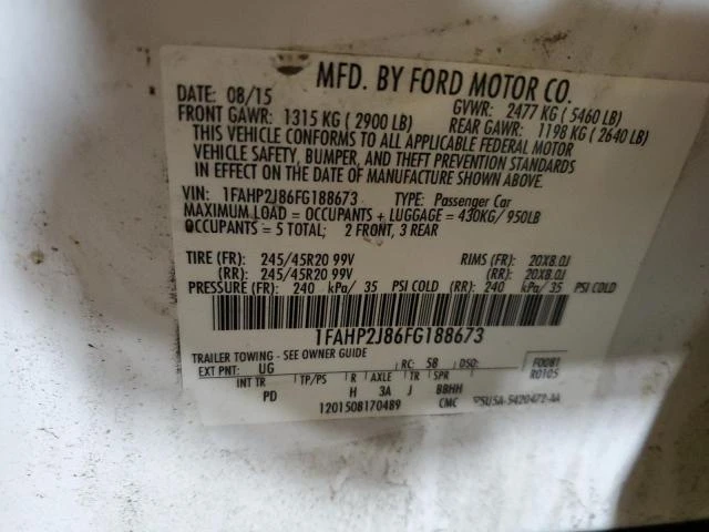 Photo 11 VIN: 1FAHP2J86FG188673 - FORD TAURUS LIM 