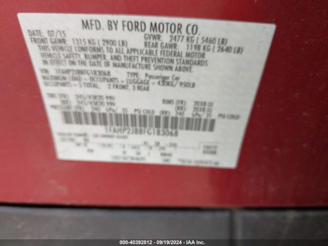 Photo 8 VIN: 1FAHP2J88FG183068 - FORD TAURUS 