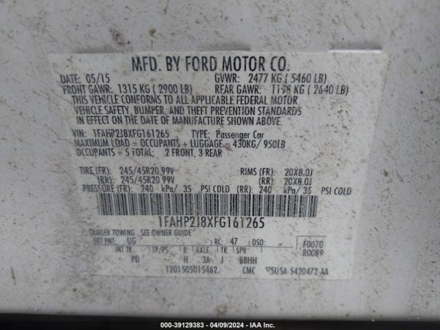 Photo 8 VIN: 1FAHP2J8XFG161265 - FORD TAURUS 