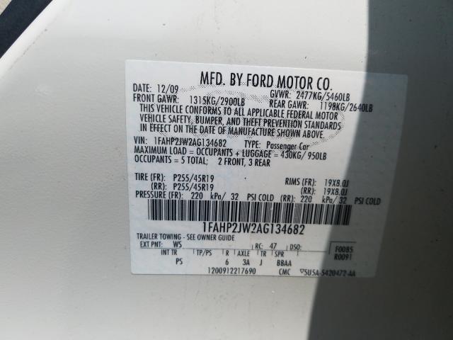 Photo 9 VIN: 1FAHP2JW2AG134682 - FORD TAURUS LIM 