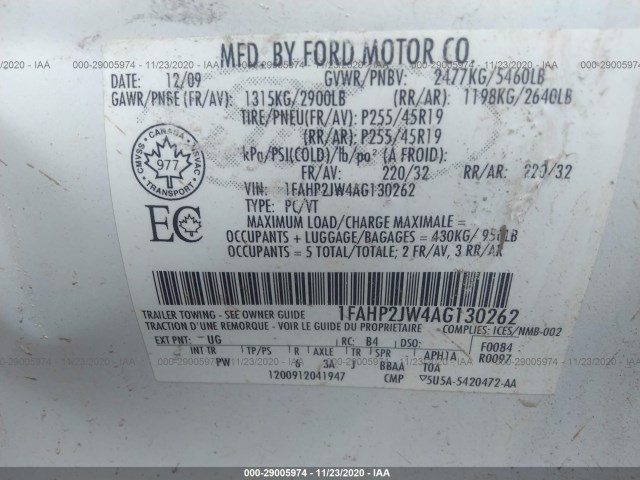 Photo 8 VIN: 1FAHP2JW4AG130262 - FORD TAURUS 