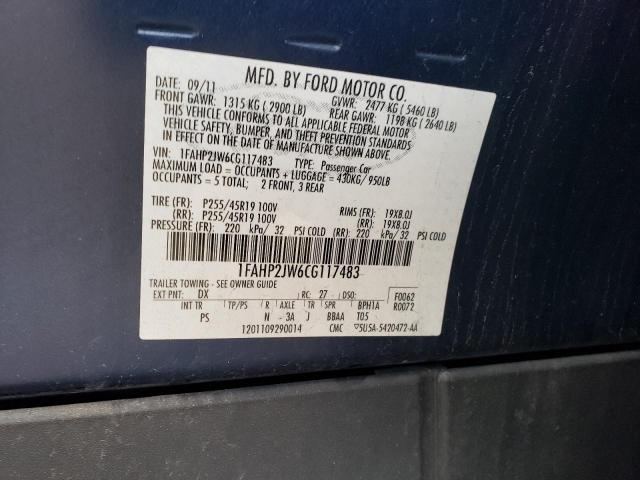 Photo 11 VIN: 1FAHP2JW6CG117483 - FORD TAURUS LIM 