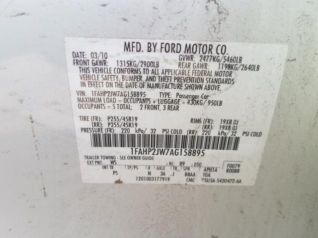 Photo 9 VIN: 1FAHP2JW7AG158895 - FORD TAURUS LIM 