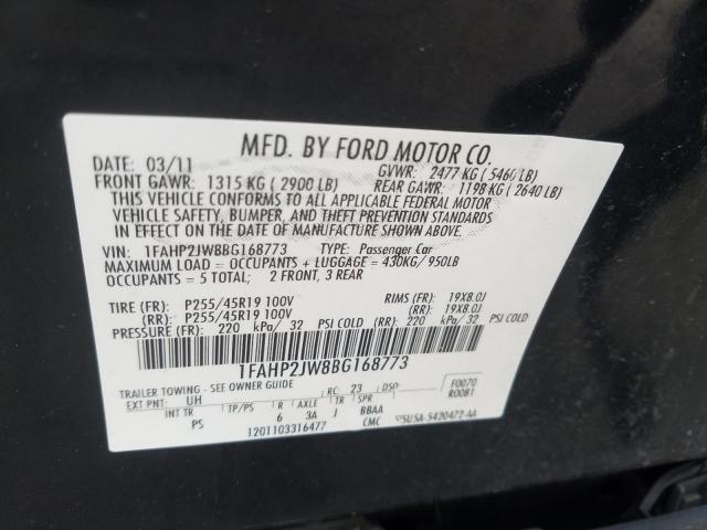 Photo 9 VIN: 1FAHP2JW8BG168773 - FORD TAURUS LIM 