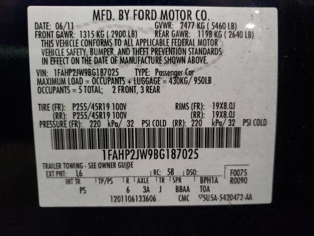 Photo 9 VIN: 1FAHP2JW9BG187025 - FORD TAURUS LIM 